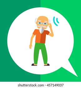 Deaf old man flat icon