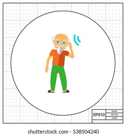 Deaf Old Man Trying to Hear Sound Icon