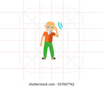 Deaf Old Man Trying to Hear Sound Icon
