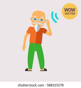 Deaf Old Man Trying to Hear Sound Icon