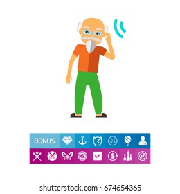 Deaf Old Man Trying to Hear Sound Icon