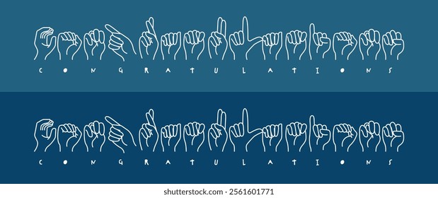 Deaf sign language Congratulation pictogram or symbol. Hand line pattern with cartoon fingerprint icon. Represents deafness and hand gestures