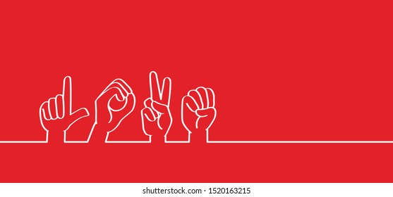 Deaf sign language. Love heart month or happy singles day. 14 february, valentine, valentines day. Fun vector icon or pictogram. Global love day. Hearts symbol. Deafness