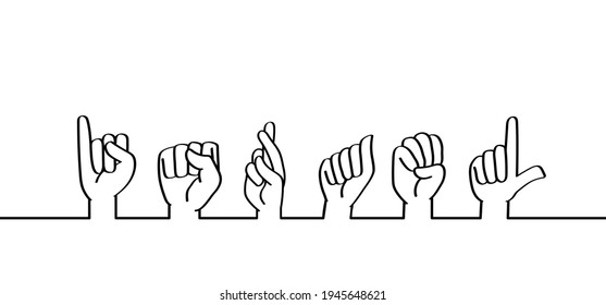 Deaf sign language, slogan Israel. gestures hand, fingerspelling. Flat vector israel quote.