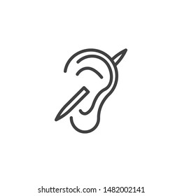 Deaf Sign line icon. linear style sign for mobile concept and web design. Deafness, deaf, hearing ear outline vector icon. Symbol, logo illustration. Vector graphics