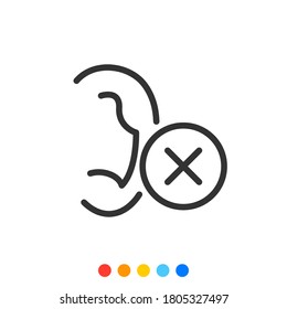 Deaf vector icon, Ear icon that cannot hear sound.