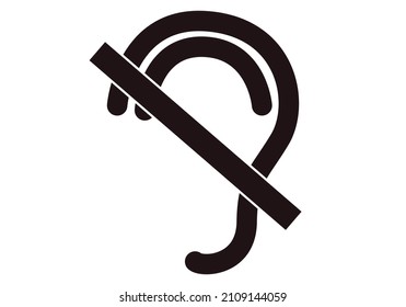Deafness black icon on white background.