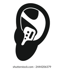 Deafness hearing implant icon simple vector. Ear new model. Acoustic help