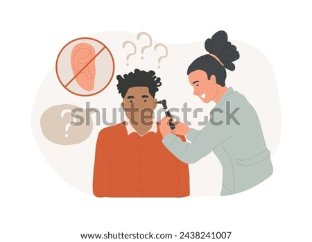 Deafness and hearing loss isolated concept vector illustration. Deafness symptoms, sudden hearing loss cause, congenital ear problem, otolaryngologist visit, assistance product vector concept.