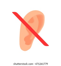 Deafness icon in cartoon style on a white background