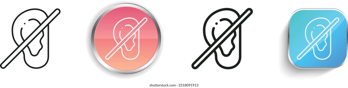 deafness icon. Thin Linear, Regular and Button Style Design Isolated On White Background