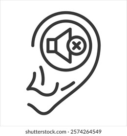 Deafness Icon Vector Illustration Outline