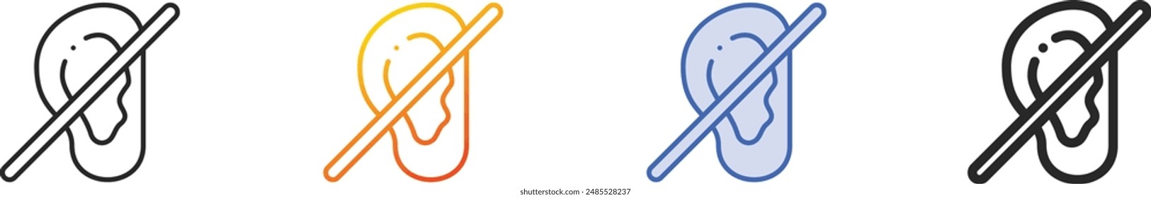 deafness icon.Thin Linear, Gradient, Blue Stroke and bold Style Design Isolated On White Background