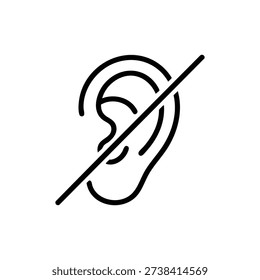Deafness sign black and white vector icon hearing disability symbol no sound hearing impaired accessibility illustration
