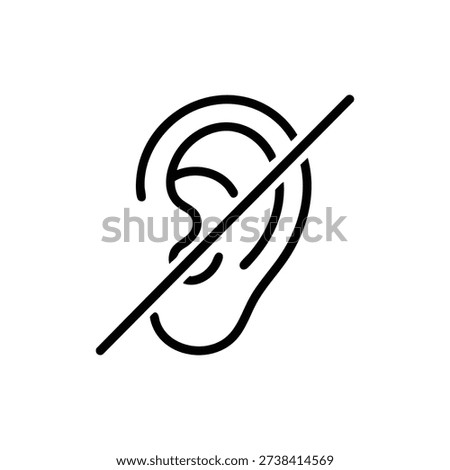 Deafness sign black and white vector icon hearing disability symbol no sound hearing impaired accessibility illustration