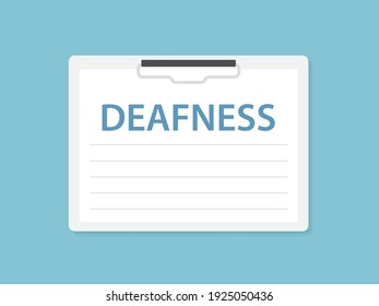 deafness written in hospital patient card - vector illustration