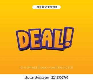 Deal 3d editable text effect on Yellow background, for Branding, Mockup, Social Media Banner, Cover, Book, Games, Title.