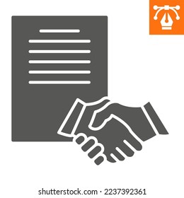 Icono sólido de acuerdo de trato, icono de estilo glifo para sitio web o aplicación móvil, negocios y comunicación, icono de vector de apretón de manos, ilustración vectorial simple, gráficos vectoriales con trazos editables.