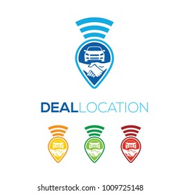 Deal Car Pin Logo Vector