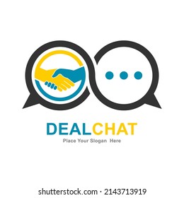 Diseño del logotipo del vector del chat de negociación, adecuado para el negocio y el símbolo del apretón de manos