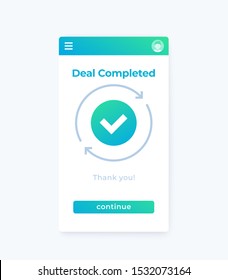 deal completed, vector mobile ui