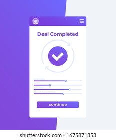 deal completed, vector mobile ui design