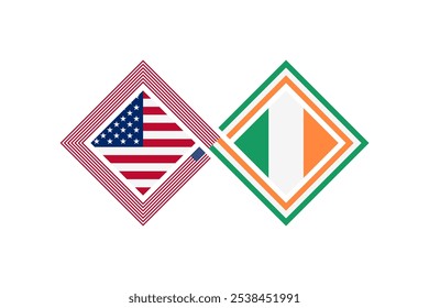 Icono americano de la traducción del inglés y del irlandés. Ilustración vectorial aislada en el fondo blanco