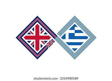deal concept. english and greek language translation icon. vector illustration isolated on white background