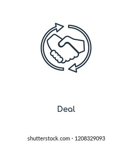 Deal concept line icon. Linear Deal concept outline symbol design. This simple element illustration can be used for web and mobile UI/UX.