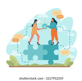 Deal concept set. Entrepreneurs setting an official contract. Idea of partnership cooperation and corporate business development. Flat vector illustration