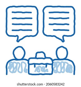 Deal Conversation of Two Businessmen sketch icon vector. Hand drawn blue doodle line art Deal Conversation of Two Businessmen sign. isolated symbol illustration