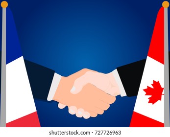 Deal Cooperation partnership France and Canada with the businessman handshake symbol vector illustration