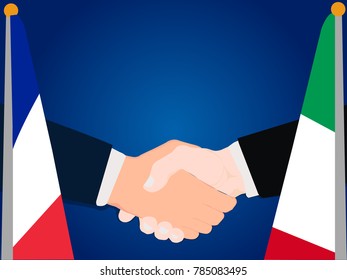 Deal Cooperation partnership France and Italy with the businessman handshake symbol vector illustration