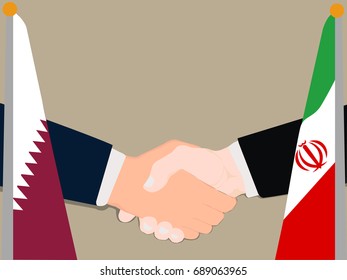 Deal Cooperation partnership Qatar and Iran with the businessman handshake symbol vector illustration