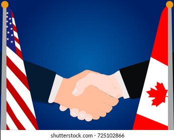 Deal Cooperation partnership and renegotiating agreement of America (USA) and Canada with the businessman handshake symbol vector illustration