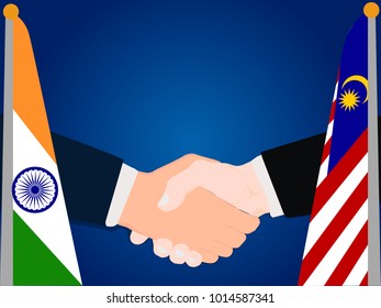 Deal Cooperation partnership and renegotiation India and Malaysia with the businessman handshake symbol vector illustration