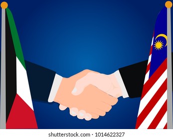 Deal Cooperation partnership and renegotiation Kuwait and Malaysia with the businessman handshake symbol vector illustration