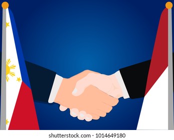 Deal Cooperation partnership and renegotiation philippines and Indonesia with the businessman handshake symbol vector illustration