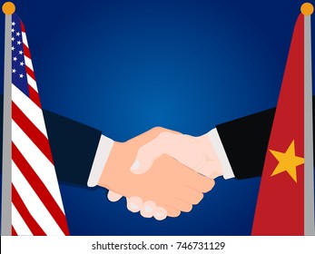 Deal Cooperation partnership and renegotiation United States of America (USA) and Vietnam with the businessman handshake symbol vector illustration