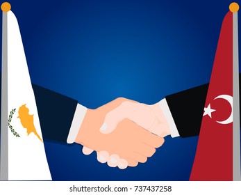 Deal Cooperation partnership Turkey and Cyprus with the businessman handshake symbol vector illustration