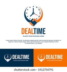 Deal or cooperation time vector logo template. This design use hand shake symbol. Suitable for business.