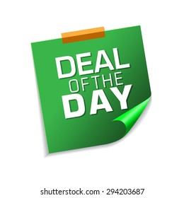 Deal Of The Day Green Sticky Notes Vector Icon Design