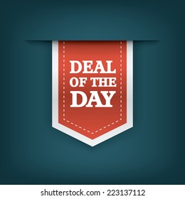 Deal of the day vertical ribbon bookmark tag element for sales promotion. Eps10 vector illustration