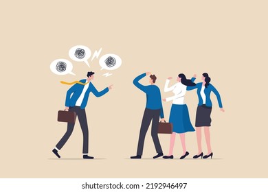 Deal With Difficult People, Bossy Manager Or Trouble Employee, Tough Or Complicated Colleague, Confusion Or Conflict Concept, Frustrated Business People Dealing With Difficult And Fussy Coworker.