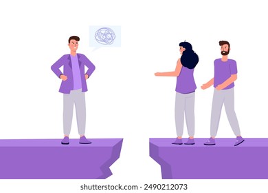 Deal with difficult people. Troublesome employee, a tough, complicated colleague, embodying confusion and conflict. Business people struggle to deal with a difficult coworker.