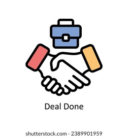 Ilustración de diseño de iconos rellena por vector Deal Done. Símbolo de negocio y administración sobre archivo EPS 10 en fondo blanco