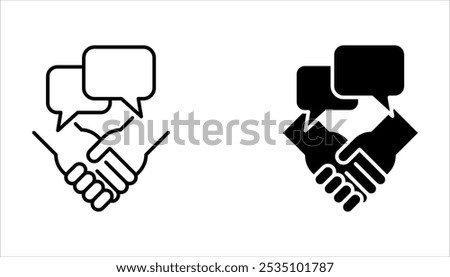 deal handshake speech bubble icon set on white background