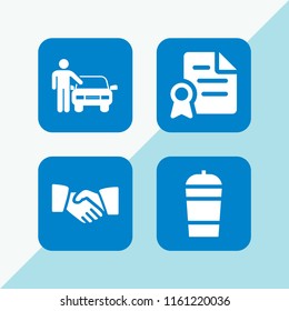 deal icon. 4 deal set with contract, hand shake, salesman and shakes vector icons for web and mobile app