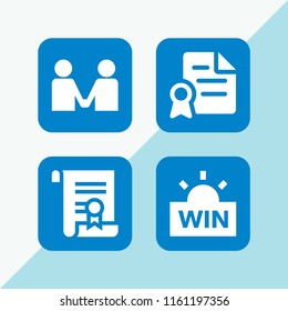 deal icon. 4 deal set with win, contract and partnership vector icons for web and mobile app