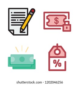 deal icon set. vector set about discount, money and contract icons set.